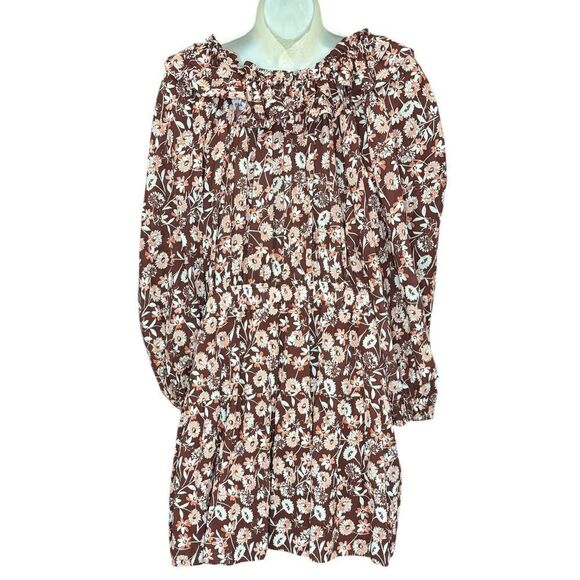 THE WESTSIDE Layla Off Shoulder Mini Dress in Brown Multi NWT Size Medium - Picture 8 of 11